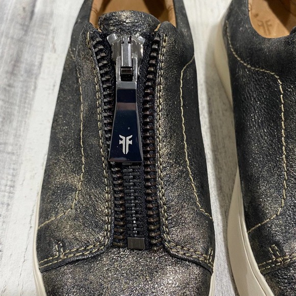 Frye Leather gold zip up Slip-On Sneakers size 7.5 - Picture 6 of 10